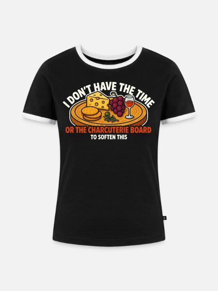 Zeitknappe Charcuterie - Frauen Kontrast-T-Shirt - Schwarz/Weiß
