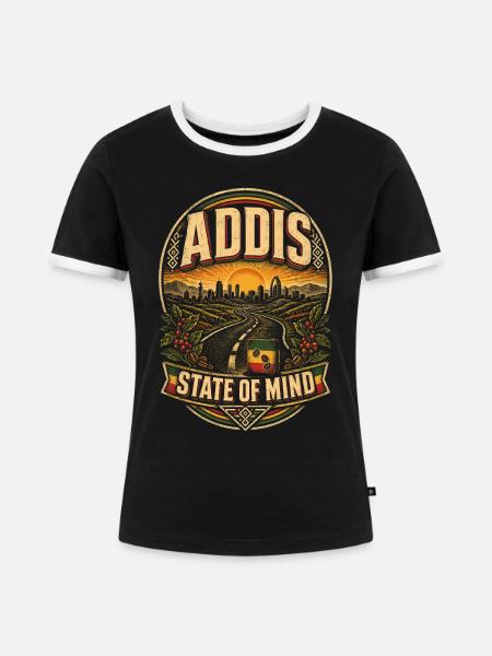 Äthiopien Äthiopisch Äthiopier Addis - Frauen Kontrast-T-Shirt - Schwarz/Weiß