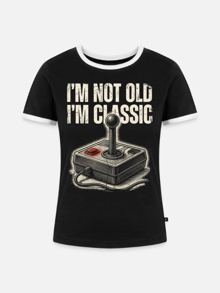 Nicht alt, einfach klassische Arcade - Frauen Kontrast-T-Shirt - Schwarz/Weiß