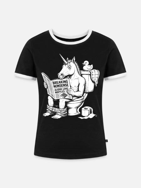 Nonsens Motiv mit Einhorn - Frauen Kontrast-T-Shirt - Schwarz/Weiß