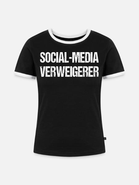 Social Media Verweigerer Digitaldetox Offline - Frauen Kontrast-T-Shirt - Schwarz/Weiß
