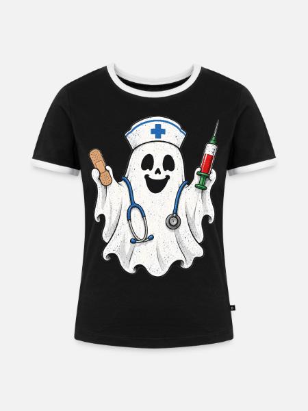 Krankenschwester Krankenpfleger Halloween - Frauen Kontrast-T-Shirt - Schwarz/Weiß