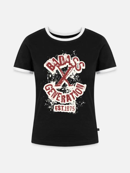 Badass Generation 1975 - Frauen Kontrast-T-Shirt - Schwarz/Weiß