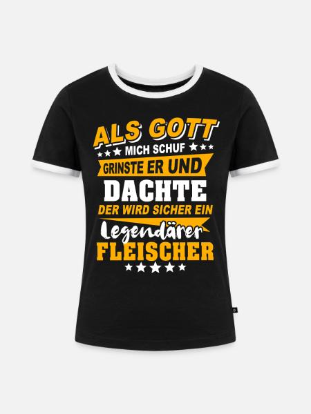 Fleischer Sprüche - Frauen Kontrast-T-Shirt - Schwarz/Weiß