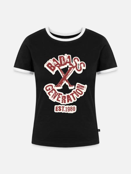 Badass Generation X 1980 - Frauen Kontrast-T-Shirt - Schwarz/Weiß