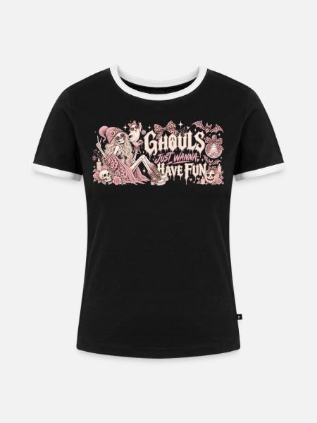 Ghouls just wanna have fun - Frauen Kontrast-T-Shirt - Schwarz/Weiß