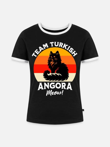 Team Türkisch Angorakatze - Frauen Kontrast-T-Shirt - Schwarz/Weiß