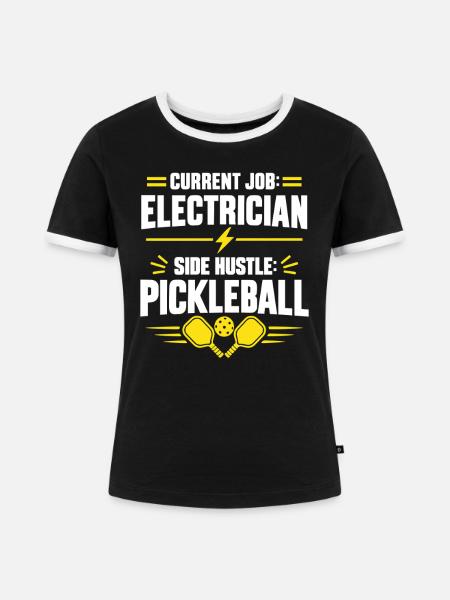 Pickleball Schläger Leidenschaft Sportler - Frauen Kontrast-T-Shirt - Schwarz/Weiß