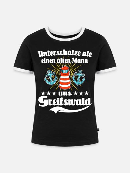 Greifswald Mann Greifswalder Männer - Frauen Kontrast-T-Shirt - Schwarz/Weiß