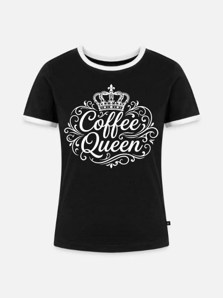 Coffee Queen Krone - Frauen Kontrast-T-Shirt - Schwarz/Weiß