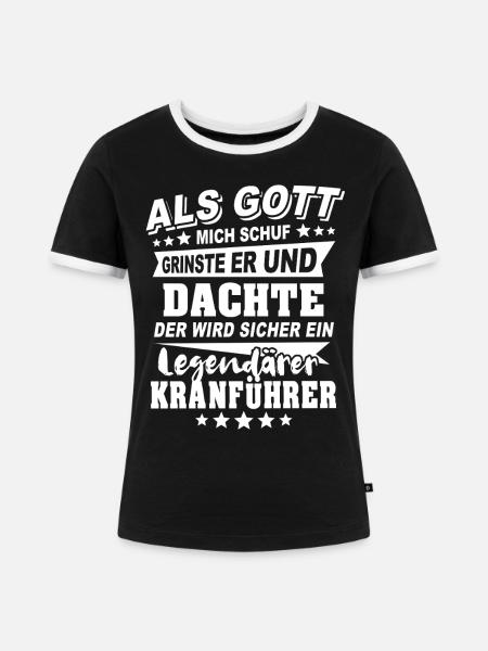 Kranführer - Frauen Kontrast-T-Shirt - Schwarz/Weiß