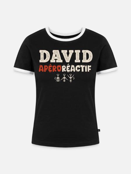 David Apéroréactif – Humorgeschenk - Frauen Kontrast-T-Shirt - Schwarz/Weiß
