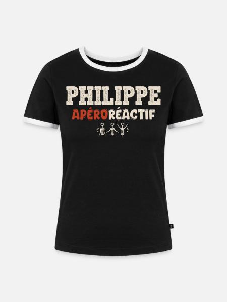Philippe_aproractif_copie - Frauen Kontrast-T-Shirt - Schwarz/Weiß