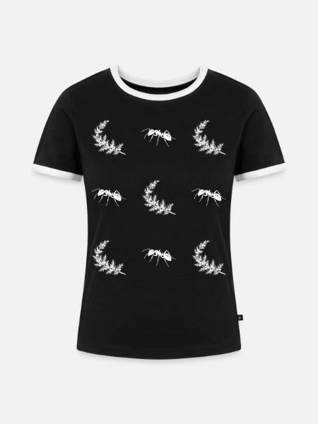 Wacholder & Ameise - Botanik - Frauen Kontrast-T-Shirt - Schwarz/Weiß