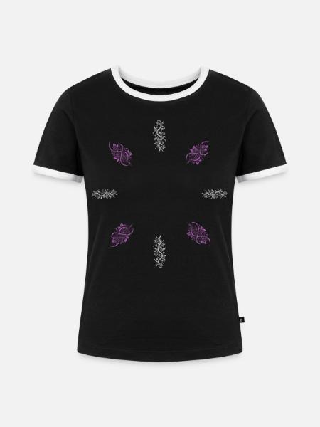 Blumenranke & Beerenranke - Dark Botanical - Frauen Kontrast-T-Shirt - Schwarz/Weiß