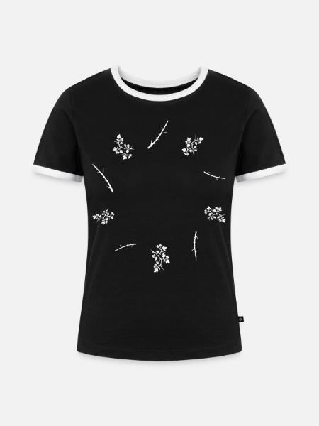 Dornenzweig & Beerenzweig - Botanische Kunst - Frauen Kontrast-T-Shirt - Schwarz/Weiß