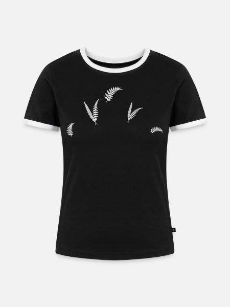 Farn - Botanik - Frauen Kontrast-T-Shirt - Schwarz/Weiß