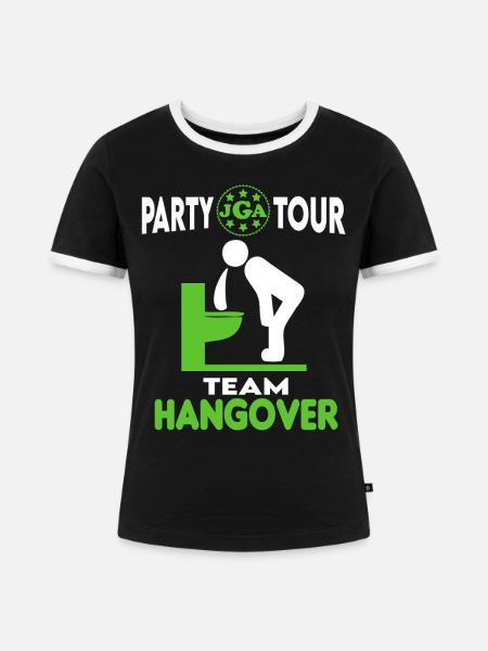 Junggesellenabschied Team Hangover Hochzeit Ringe - Frauen Kontrast-T-Shirt - Schwarz/Weiß