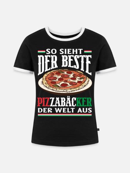 Der Beste Pizzabäcker Der Welt - Frauen Kontrast-T-Shirt - Schwarz/Weiß