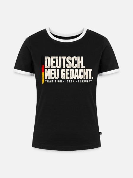 DEUTSCH. NEU GEDACHT. - Frauen Kontrast-T-Shirt - Schwarz/Weiß
