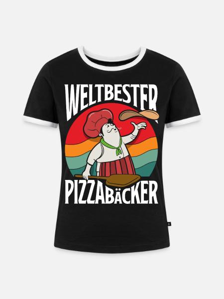 Weltbester Pizzabäcker Spruch - Frauen Kontrast-T-Shirt - Schwarz/Weiß