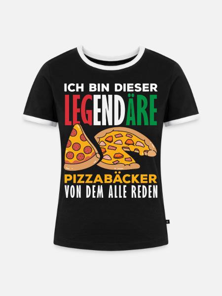 Legendärer Pizzabäcker Spruch - Frauen Kontrast-T-Shirt - Schwarz/Weiß