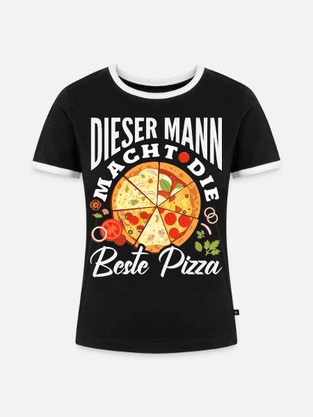 Dieser Mann Macht Die Beste Pizza - Frauen Kontrast-T-Shirt - Schwarz/Weiß