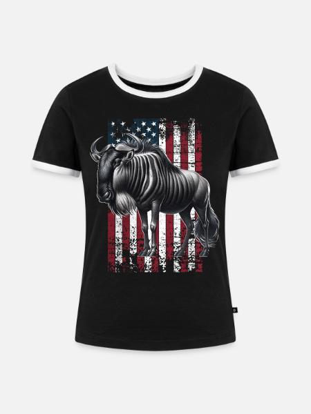 Wildebeest US Gnu - Frauen Kontrast-T-Shirt - Schwarz/Weiß