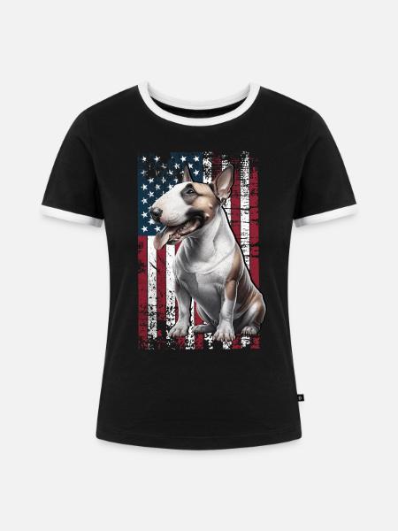 Bull Terrier US Bullterrier - Frauen Kontrast-T-Shirt - Schwarz/Weiß