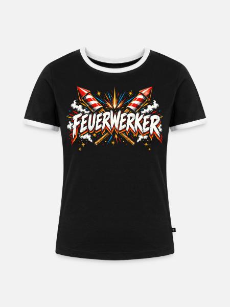 feuerwerk_33 - Frauen Kontrast-T-Shirt - Schwarz/Weiß