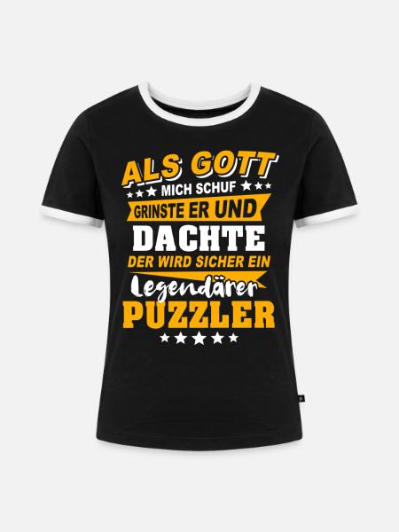 Puzzler Puzzlen - Frauen Kontrast-T-Shirt - Schwarz/Weiß