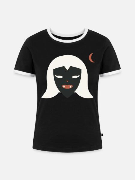 Halloween Vampirin Damen - Frauen Kontrast-T-Shirt - Schwarz/Weiß