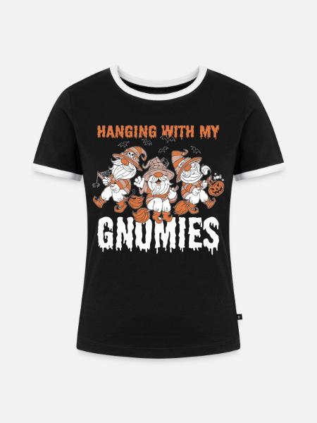 Hanging With My Gnomies - Frauen Kontrast-T-Shirt - Schwarz/Weiß