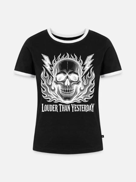 Feuriger Schädel gestern stärker - Frauen Kontrast-T-Shirt - Schwarz/Weiß