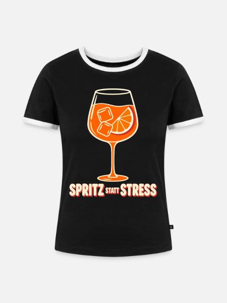 Spritz statt Stress - Frauen Kontrast-T-Shirt - Schwarz/Weiß