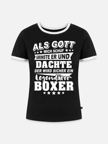 Boxer - Frauen Kontrast-T-Shirt - Schwarz/Weiß