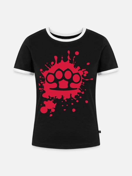 Faust - Schlagring - Frauen Kontrast-T-Shirt - Schwarz/Weiß