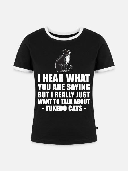Tuxedo-Katze Spaß-Geschenk - Frauen Kontrast-T-Shirt - Schwarz/Weiß