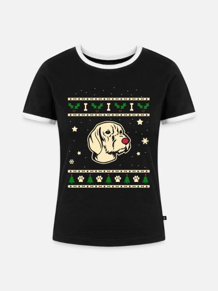 Vizsla Weihnachtsgeschenk - Frauen Kontrast-T-Shirt - Schwarz/Weiß