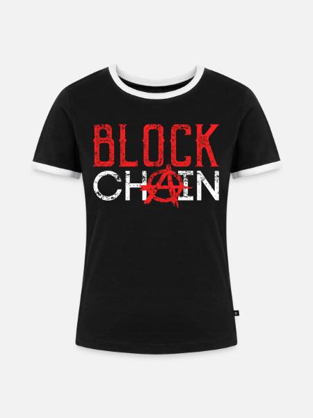Blockchain Technology Crypto - Frauen Kontrast-T-Shirt - Schwarz/Weiß