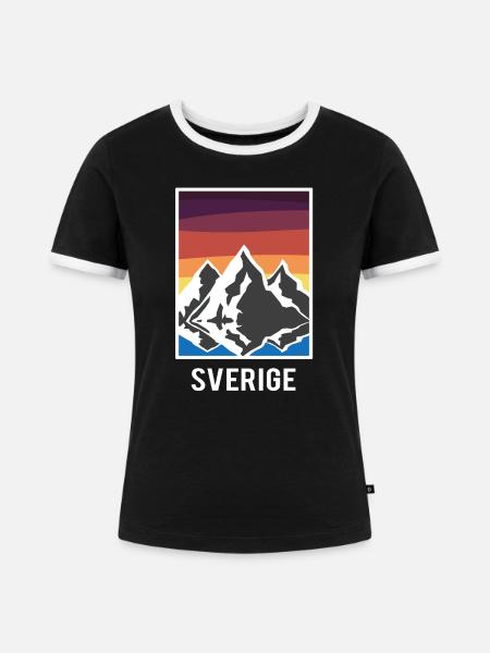 sverige - Frauen Kontrast-T-Shirt - Schwarz/Weiß