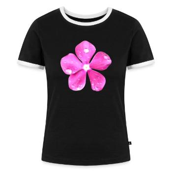 Blume Hippie - Frauen Kontrast-T-Shirt - Schwarz/Weiß - Vorne - Selfina (174cm)