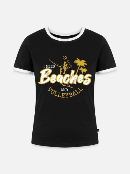 Beach-Volleyball - Frauen Kontrast-T-Shirt - Schwarz/Weiß