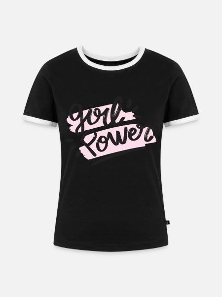Grl Pwr - Frauen Kontrast-T-Shirt - Schwarz/Weiß