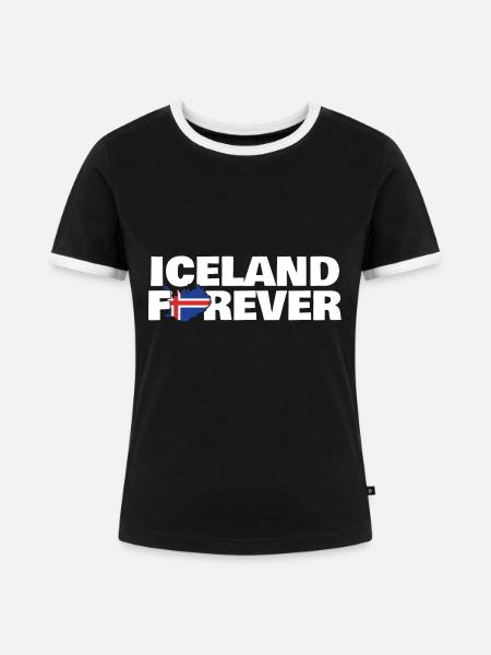 Island - Frauen Kontrast-T-Shirt - Schwarz/Weiß