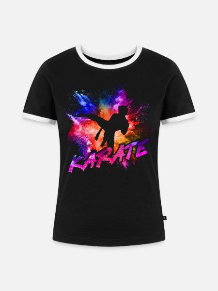 Karate - Frauen Kontrast-T-Shirt - Schwarz/Weiß