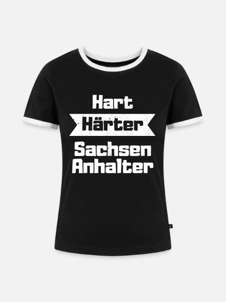 Sachsen Anhalter hart härter - Frauen Kontrast-T-Shirt - Schwarz/Weiß