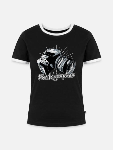 Fotograf - Frauen Kontrast-T-Shirt - Schwarz/Weiß