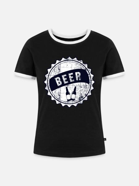 Bier - Frauen Kontrast-T-Shirt - Schwarz/Weiß