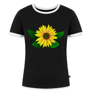 Sonnenblume, Sonnenblumen - Frauen Kontrast-T-Shirt - Schwarz/Weiß - Vorne - Selfina (174cm)